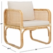 Safavieh Alybeth Rattan Accent Chair with Cotton Cushion in White / Natural