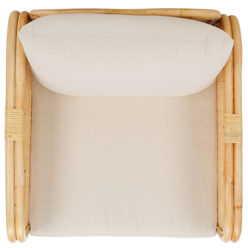 Safavieh Alybeth Rattan Accent Chair with Cotton Cushion in White / Natural