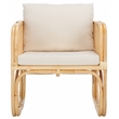 Safavieh Alybeth Rattan Accent Chair with Cotton Cushion in White / Natural