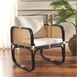 Safavieh Alybeth Rattan Accent Chair with Cotton Cushion in White / Black