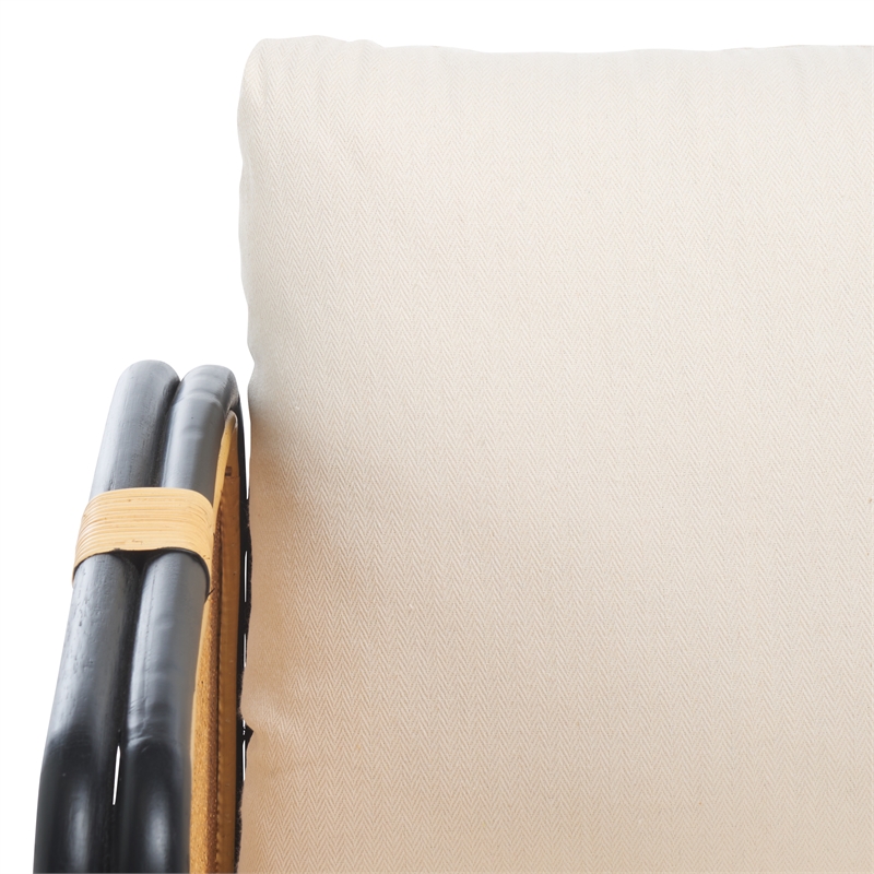 Safavieh Alybeth Rattan Accent Chair with Cotton Cushion in White / Black