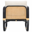 Safavieh Alybeth Rattan Accent Chair with Cotton Cushion in White / Black