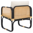 Safavieh Alybeth Rattan Accent Chair with Cotton Cushion in White / Black