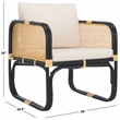 Safavieh Alybeth Rattan Accent Chair with Cotton Cushion in White / Black