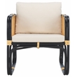 Safavieh Alybeth Rattan Accent Chair with Cotton Cushion in White / Black