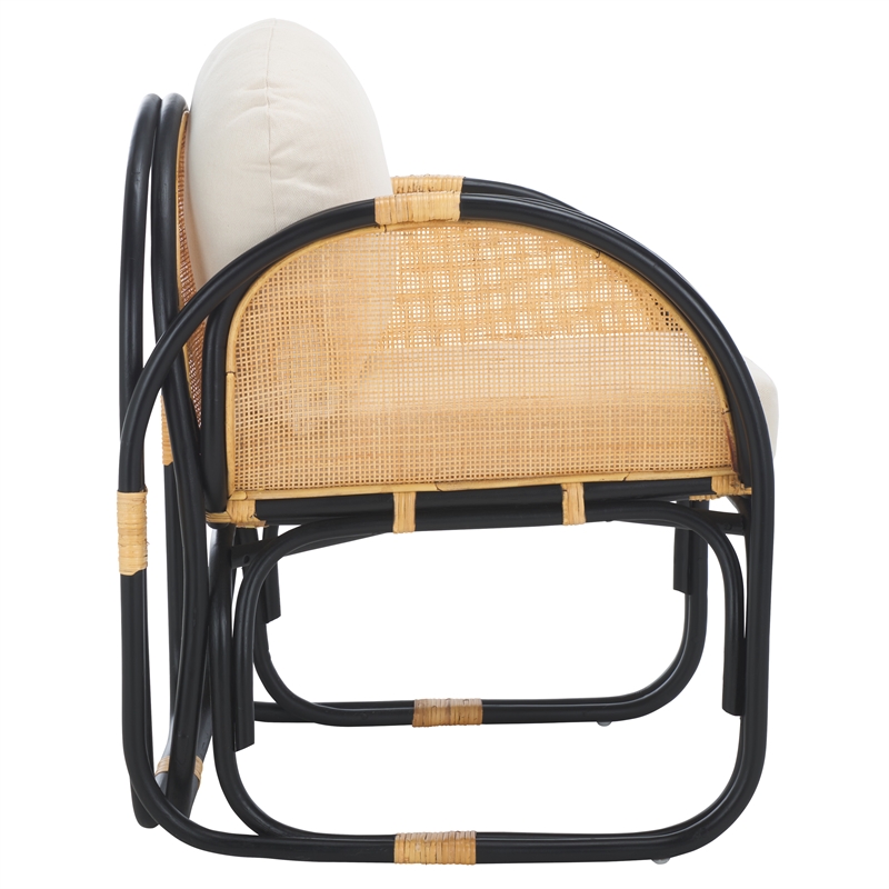 Safavieh Constella Rattan Accent Chair with Cotton Cushion in White / Black