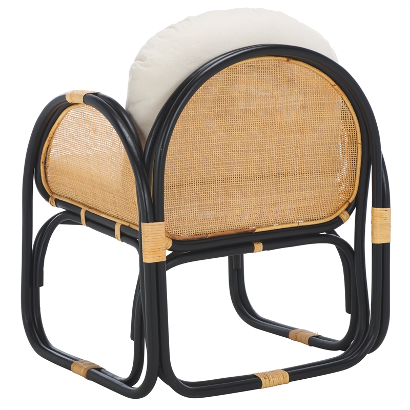 Safavieh Constella Rattan Accent Chair with Cotton Cushion in White / Black