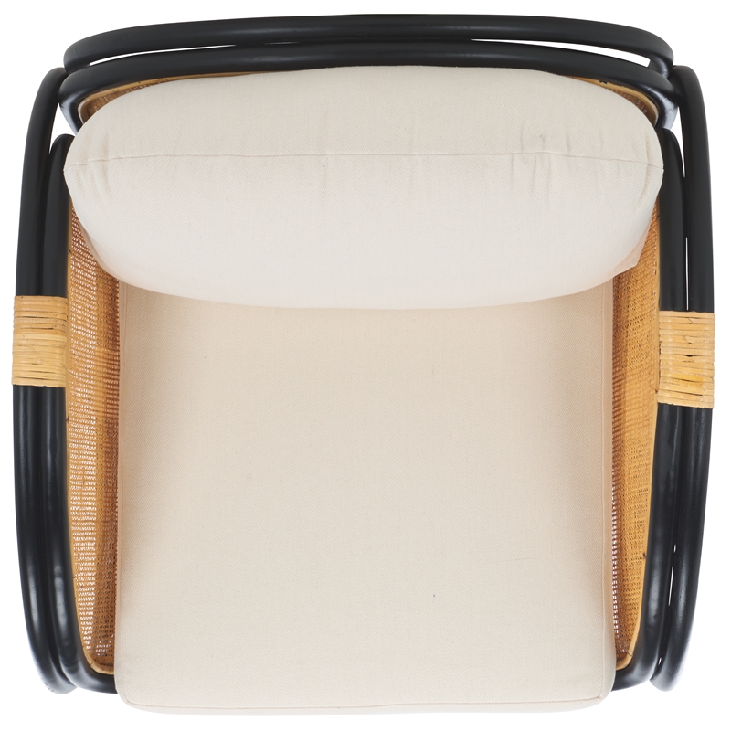 Safavieh Constella Rattan Accent Chair with Cotton Cushion in White / Black