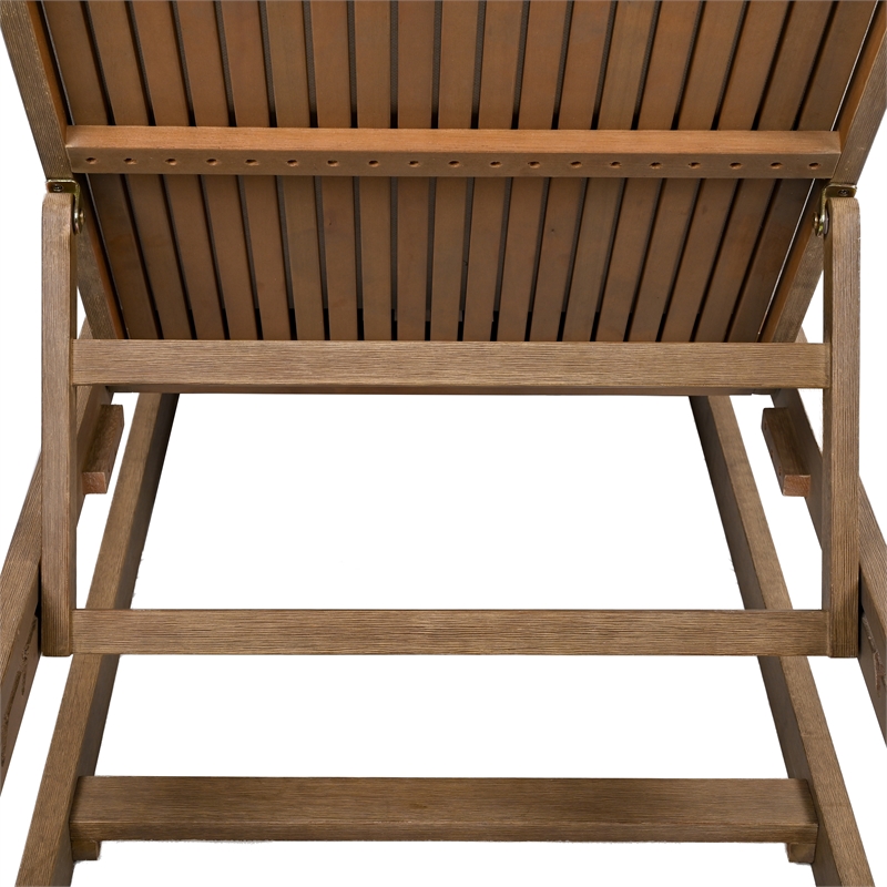 Safavieh Saint Vincent Eucalyptus Wood Chaise Lounge in Natural / Beige