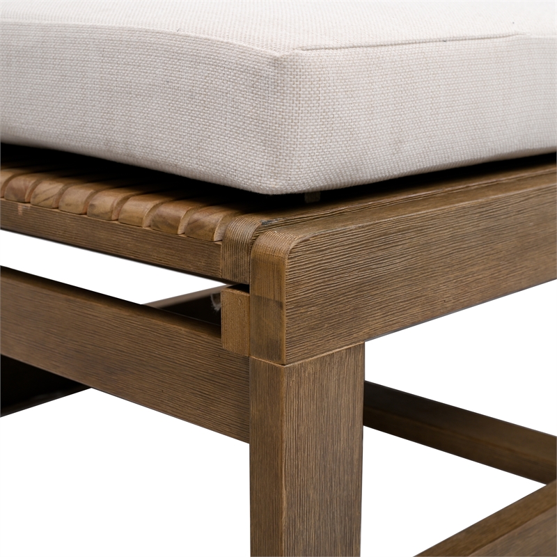 Safavieh Saint Vincent Eucalyptus Wood Chaise Lounge in Natural / Beige