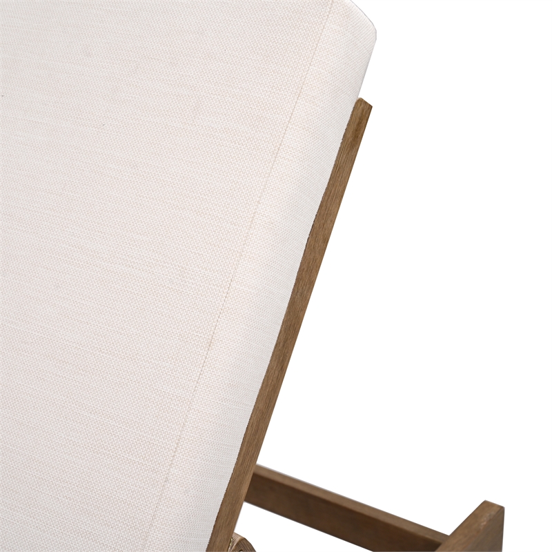 Safavieh Saint Vincent Eucalyptus Wood Chaise Lounge in Natural / Beige