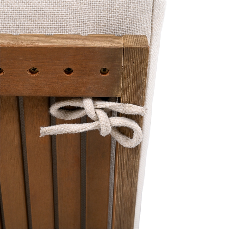 Safavieh Saint Vincent Eucalyptus Wood Chaise Lounge in Natural / Beige