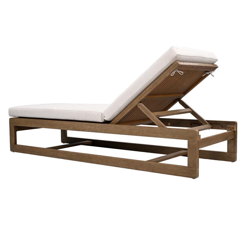 Safavieh Saint Vincent Eucalyptus Wood Chaise Lounge in Natural / Beige