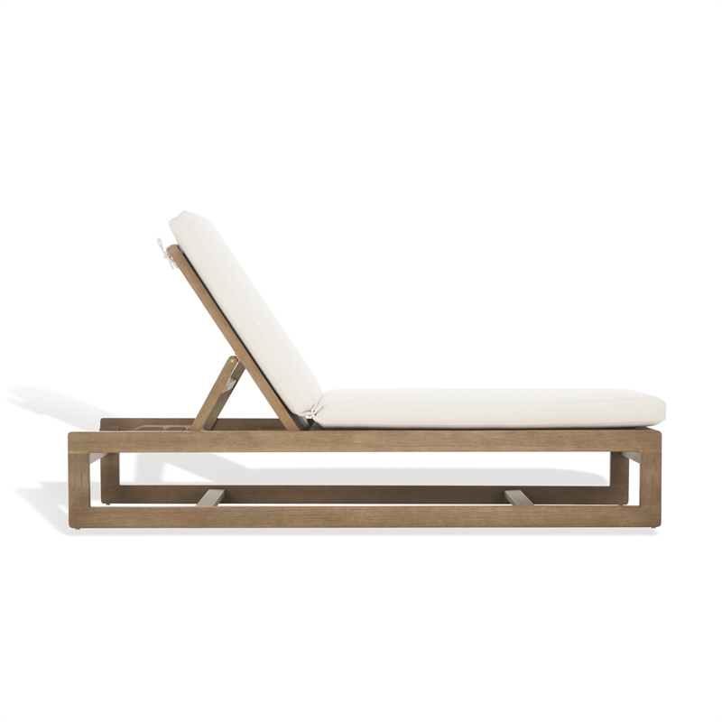 Safavieh Saint Vincent Eucalyptus Wood Chaise Lounge in Natural / Beige