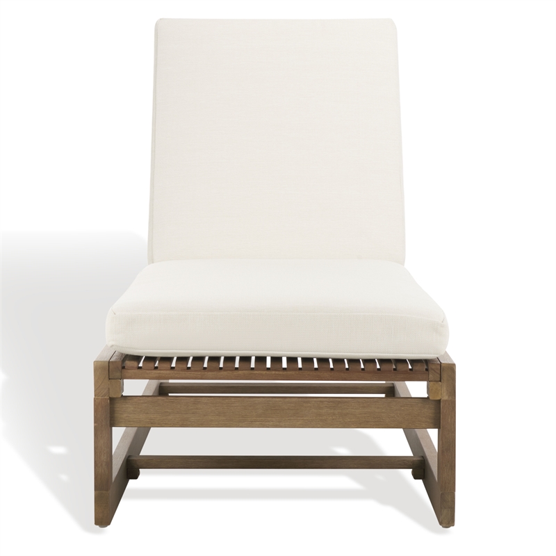 Safavieh Saint Vincent Eucalyptus Wood Chaise Lounge in Natural / Beige