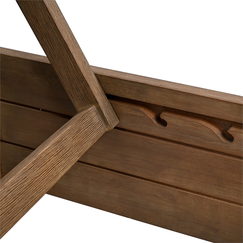 Safavieh Blanquilla Eucalyptus Wood Chaise Lounge in Natural / Beige