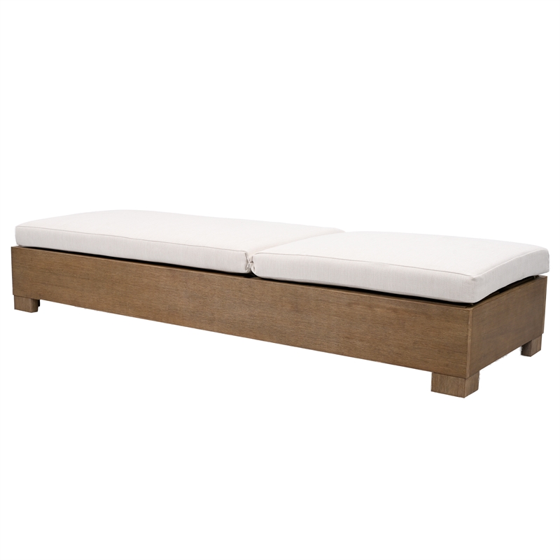 Safavieh Blanquilla Eucalyptus Wood Chaise Lounge in Natural / Beige