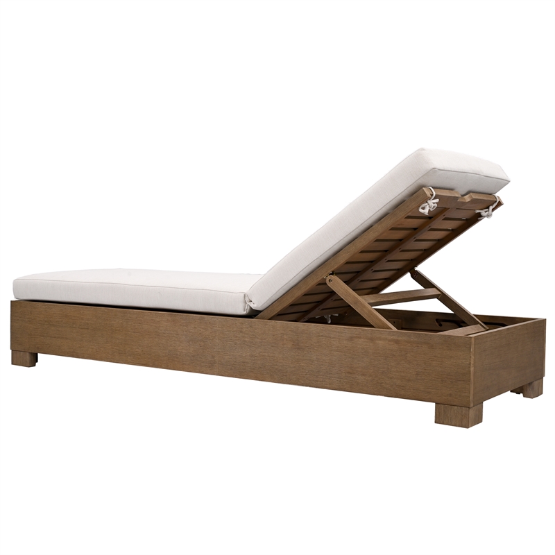 Safavieh Blanquilla Eucalyptus Wood Chaise Lounge in Natural / Beige