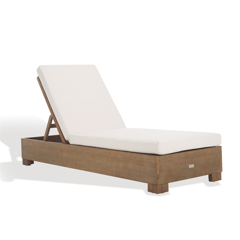 Safavieh Blanquilla Eucalyptus Wood Chaise Lounge in Natural / Beige