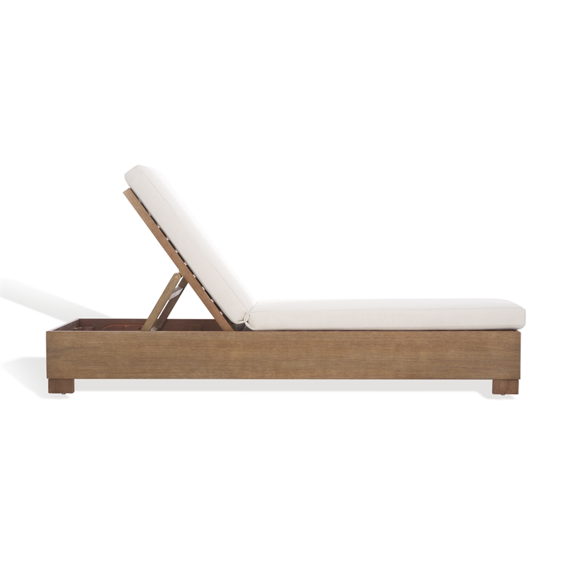 Safavieh Blanquilla Eucalyptus Wood Chaise Lounge in Natural / Beige