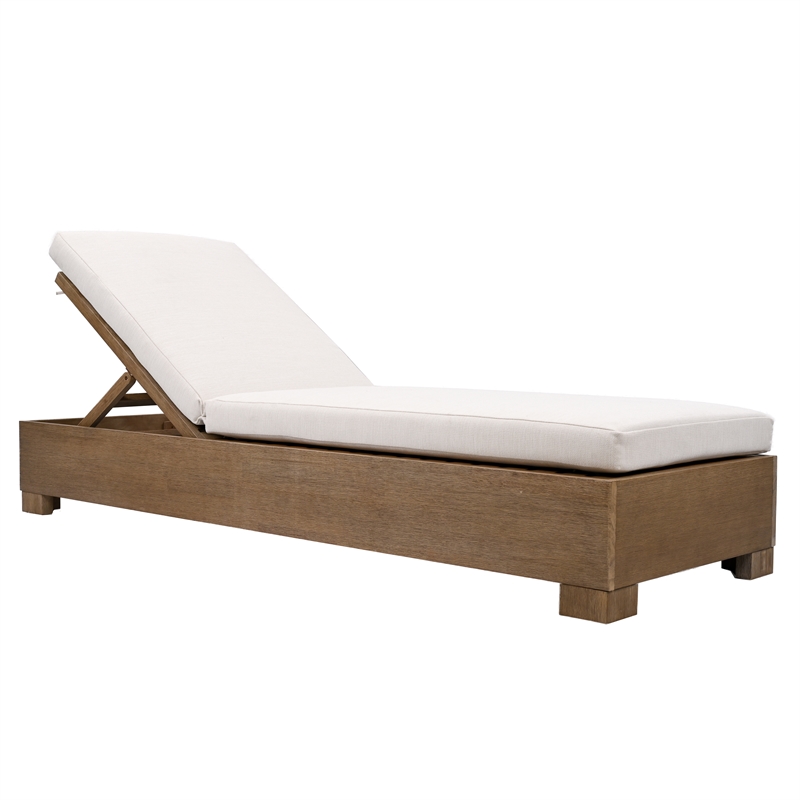 Safavieh Blanquilla Eucalyptus Wood Chaise Lounge in Natural / Beige