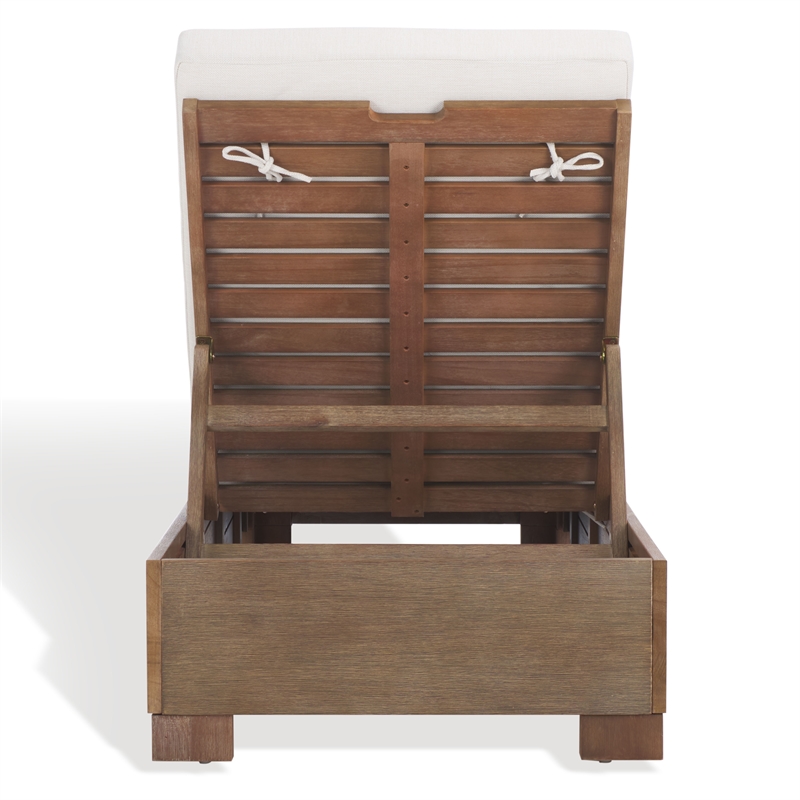 Safavieh Blanquilla Eucalyptus Wood Chaise Lounge in Natural / Beige