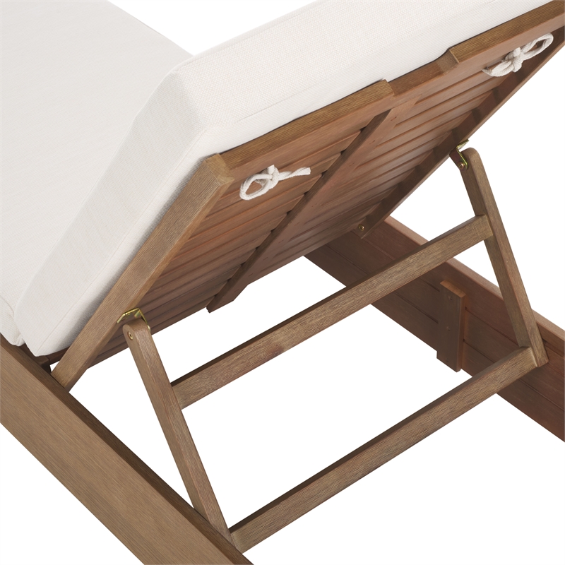 Safavieh Blanquilla Eucalyptus Wood Chaise Lounge in Natural / Beige