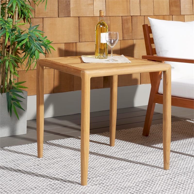 Safavieh Samoa Brazilian Teak Wood Patio Accent Table in Natural