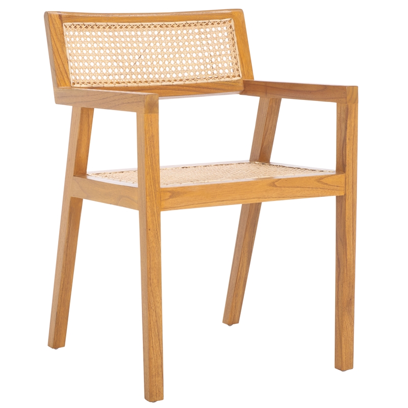 Safavieh Cire Teak and Rattan Dining Chair in Natural