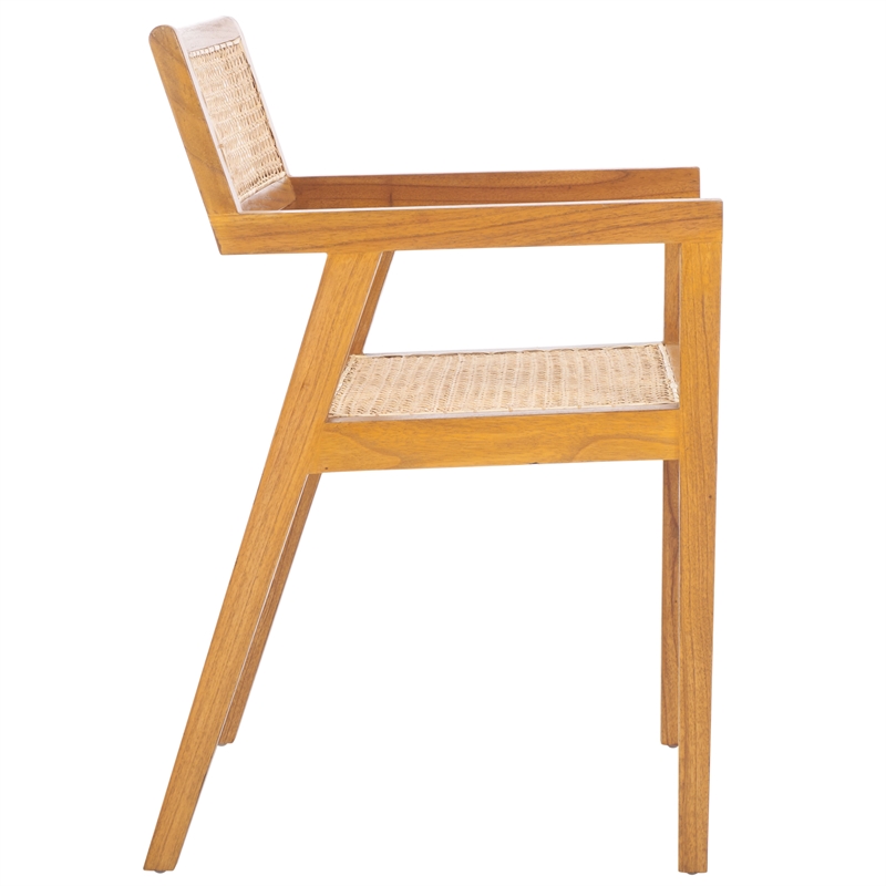 Safavieh Cire Teak and Rattan Dining Chair in Natural