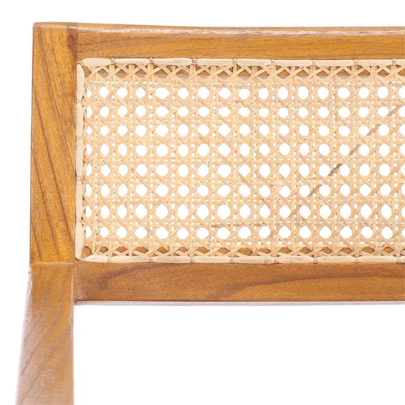 Safavieh Cire Teak and Rattan Dining Chair in Natural