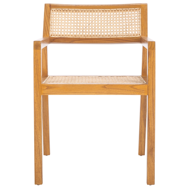 Safavieh Cire Teak and Rattan Dining Chair in Natural