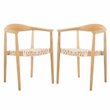 Safavieh Bandelier Teak Wood Stacking Dining Chair in White / Natural