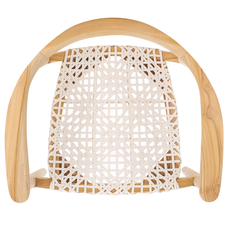 Safavieh Bandelier Teak Wood Stacking Dining Chair in White / Natural