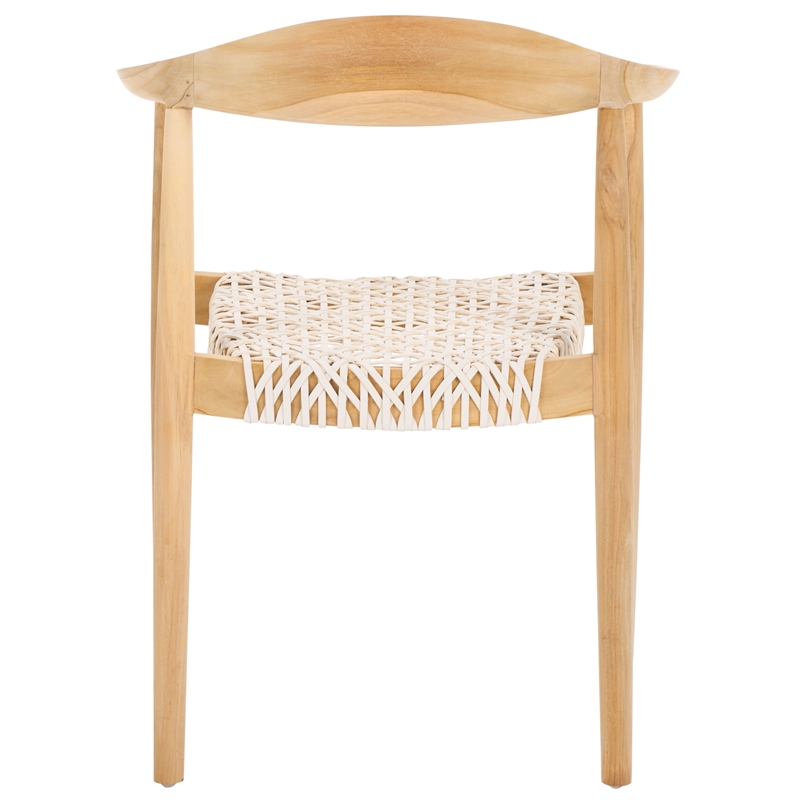 Safavieh Bandelier Teak Wood Stacking Dining Chair in White / Natural