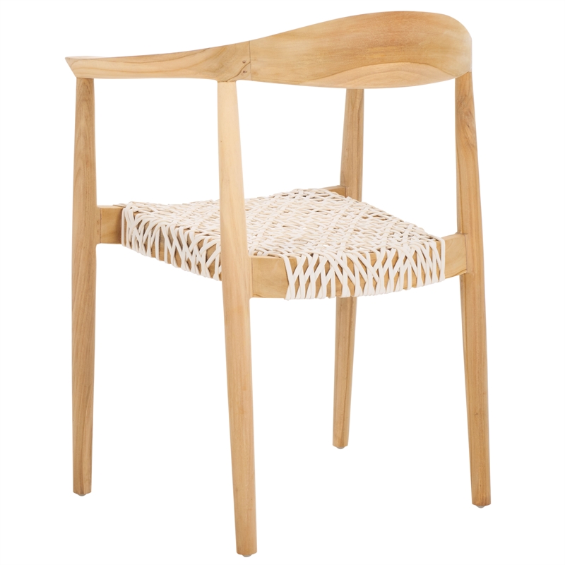 Safavieh Bandelier Teak Wood Stacking Dining Chair in White / Natural