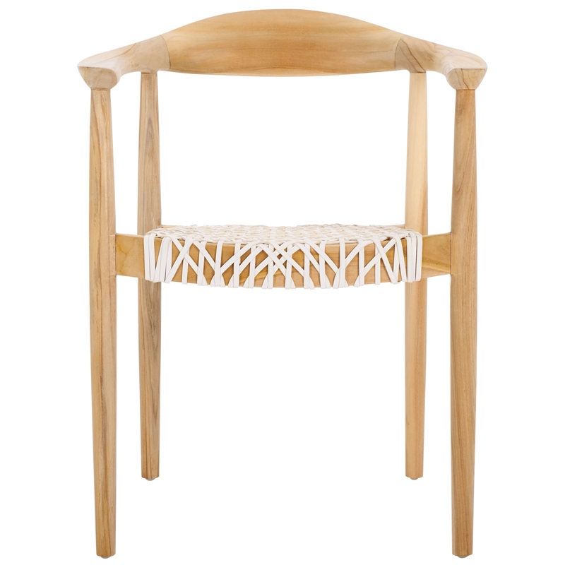 Safavieh Bandelier Teak Wood Stacking Dining Chair in White / Natural