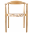 Safavieh Bandelier Teak Wood Stacking Dining Chair in White / Natural
