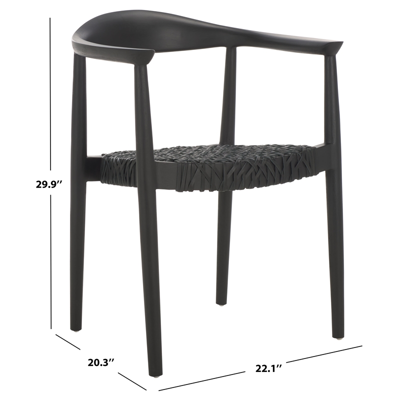 Safavieh Bandelier Teak Wood Stacking Dining Chair in Black