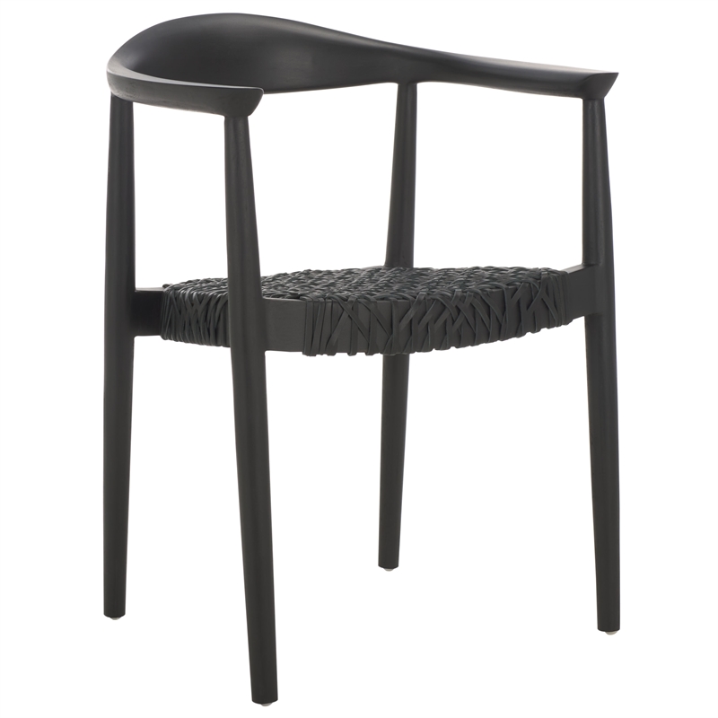 Safavieh Bandelier Teak Wood Stacking Dining Chair in Black