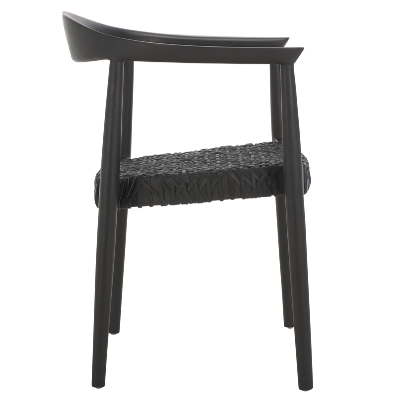 Safavieh Bandelier Teak Wood Stacking Dining Chair in Black