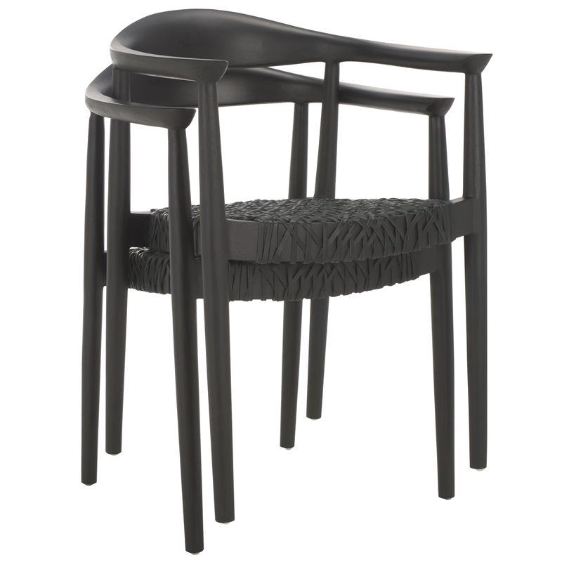 Safavieh Bandelier Teak Wood Stacking Dining Chair in Black