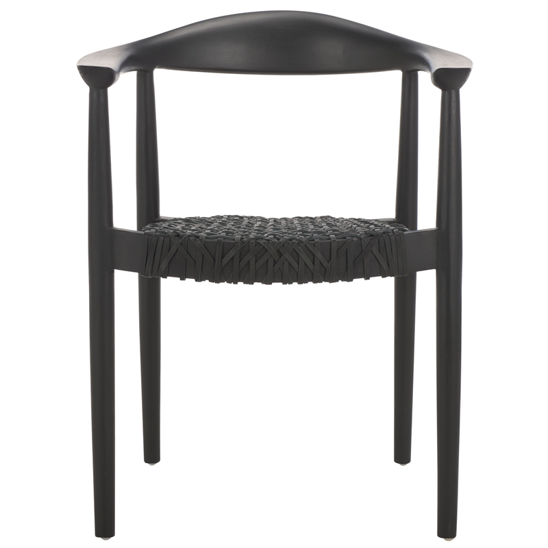 Safavieh Bandelier Teak Wood Stacking Dining Chair in Black
