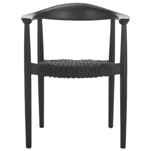 Safavieh Bandelier Teak Wood Stacking Dining Chair in Black