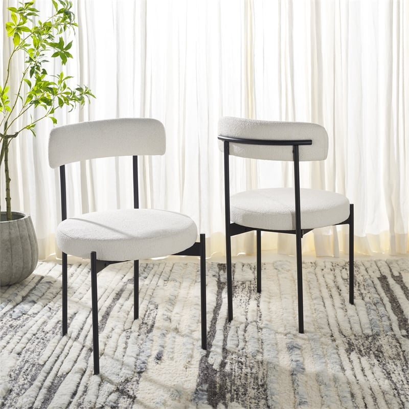 Safavieh Andrean Wood Dining Chair in White / Black