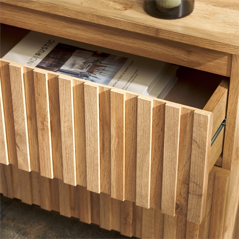 Safavieh Conall 2 Wood Drawer Nightstand in Oak