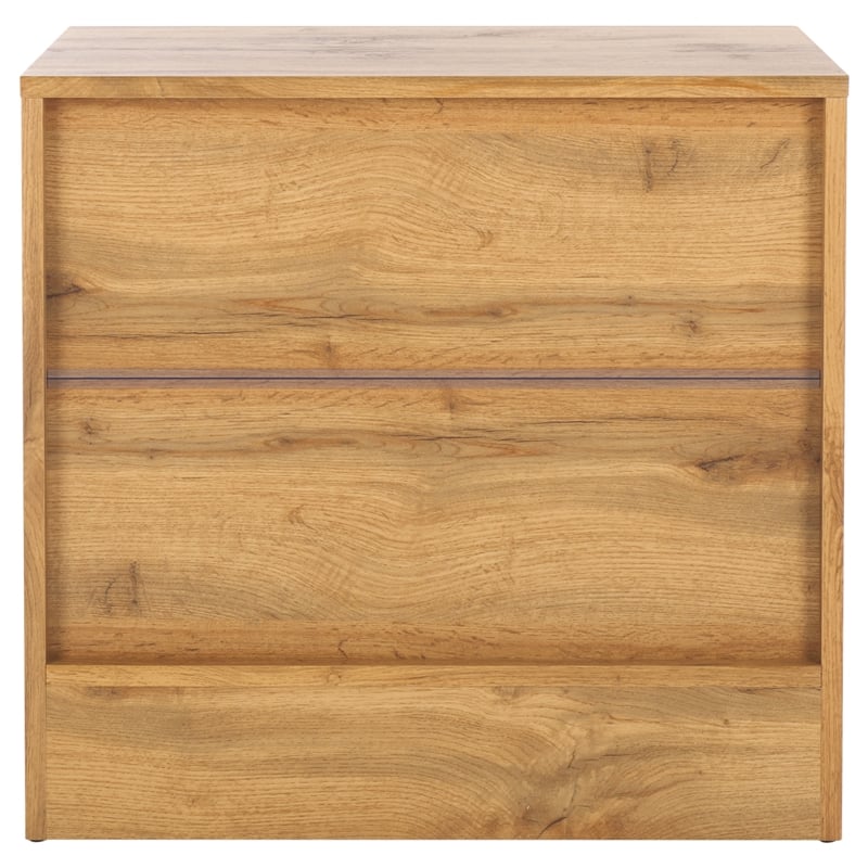 Safavieh Conall 2 Wood Drawer Nightstand in Oak