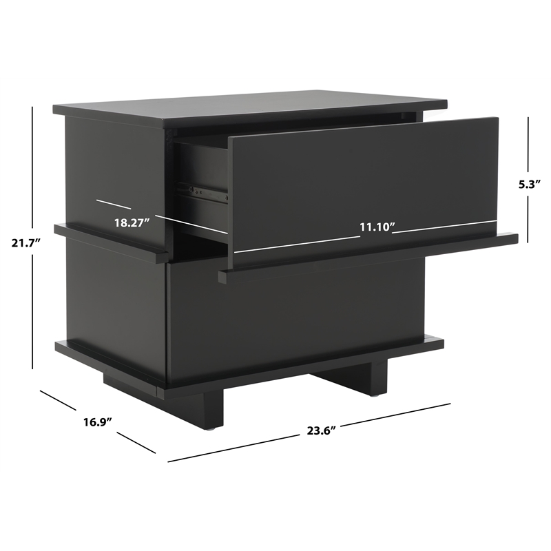 Safavieh Rodney Metal and Wood 2 Drawer Nightstand in Black