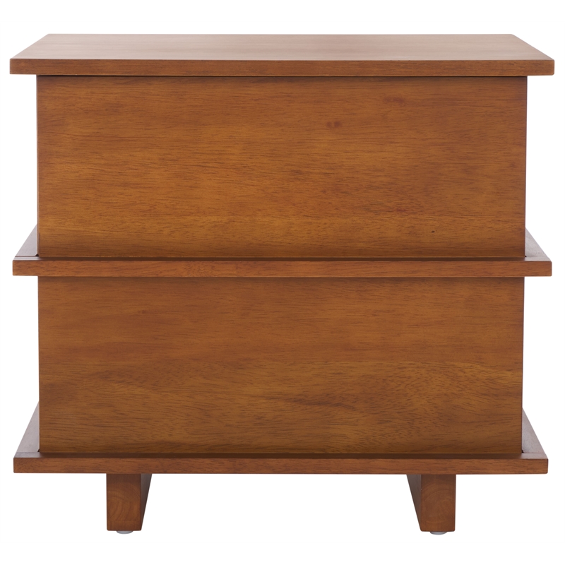 Safavieh Rodney Metal and Wood 2 Drawer Nightstand in Walnut