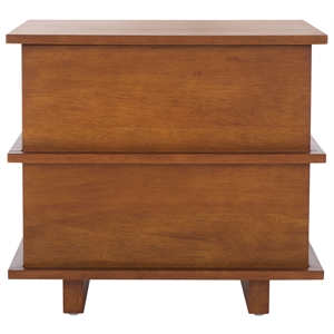 Safavieh Rodney Metal and Wood 2 Drawer Nightstand in Walnut